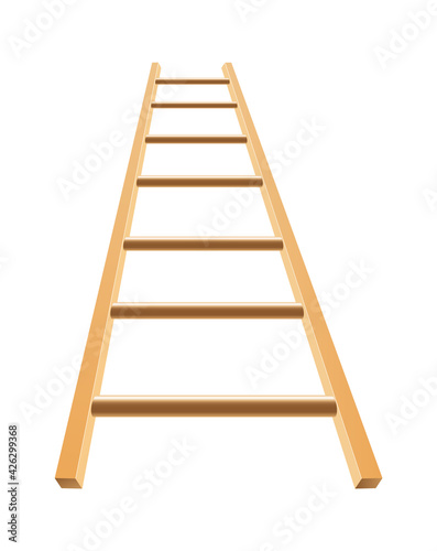 Wooden ladder household tool. Step ladder for domestic and construction needs. Isolated illustration