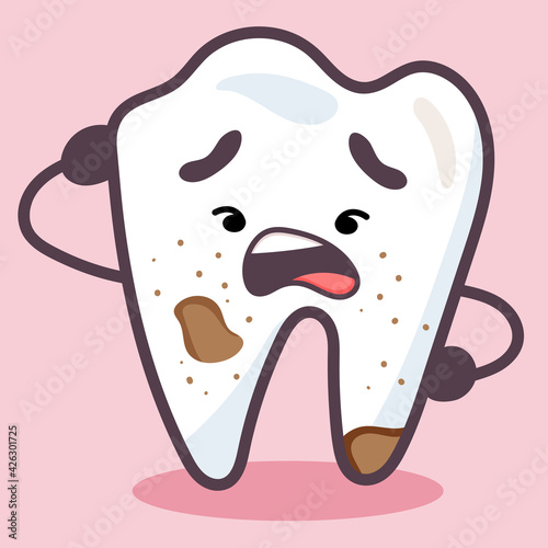 Tooth with tooth decay distressed.