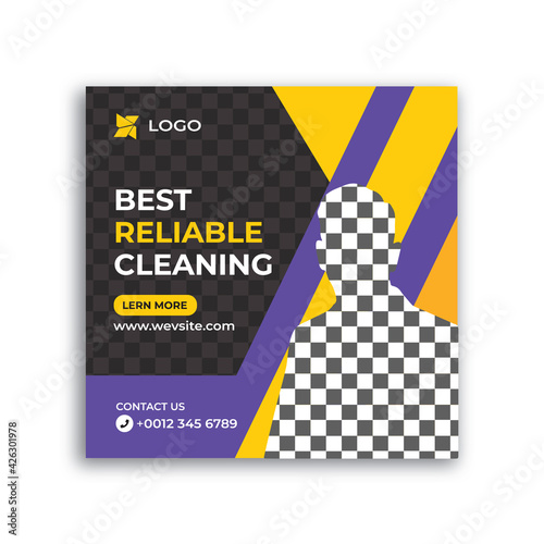 Cleaning service social media post and web banner template