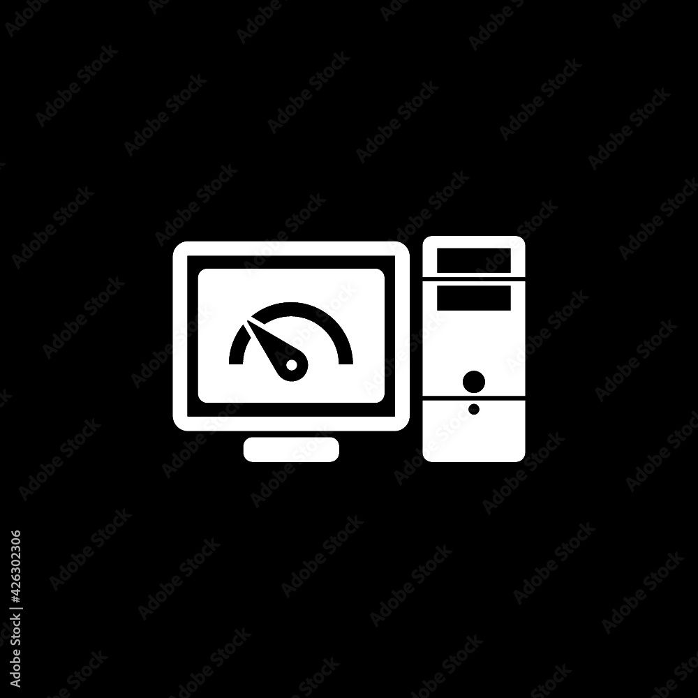 Computer icon isolated on dark background Computer icon isolated on dark background
