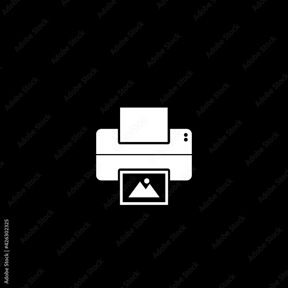 Wireless printer icon isolated on dark background