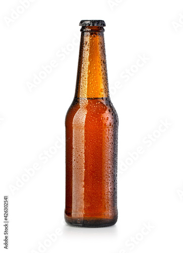 brown beer bottle with drops