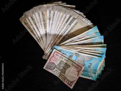 New Indian Currency Rupees Five Hundred and fifty rupees and coins, India