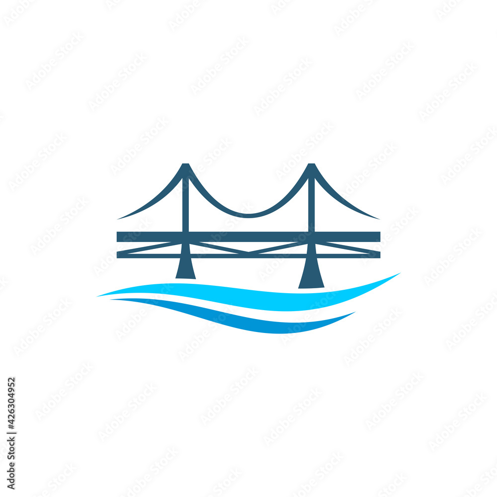 Fototapeta Bridge logo design vector illustration, Creative Bridge logo design concept template, symbols icons
