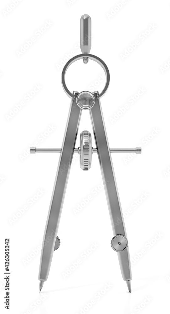 Drawing compass isolated on white background. 3D illustration Drawing compass isolated on white background. 3D illustration