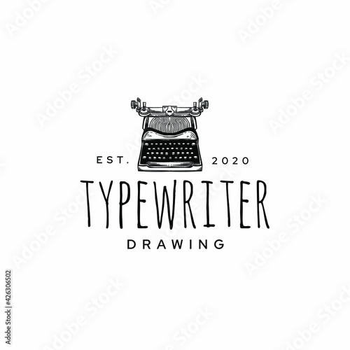 Typewriter Drawing Logo Vector Template Icon Design Ideas
