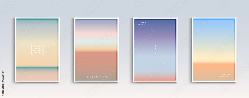Fototapeta premium Modern gradients summer, sunset and sunrise sea backgrounds vector set. color abstract background for app, web design, webpages, banners, greeting cards. Vector illustration design
