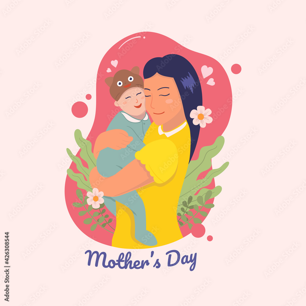 Hand drawn mother's day illustration template Hand drawn mother's day illustration template