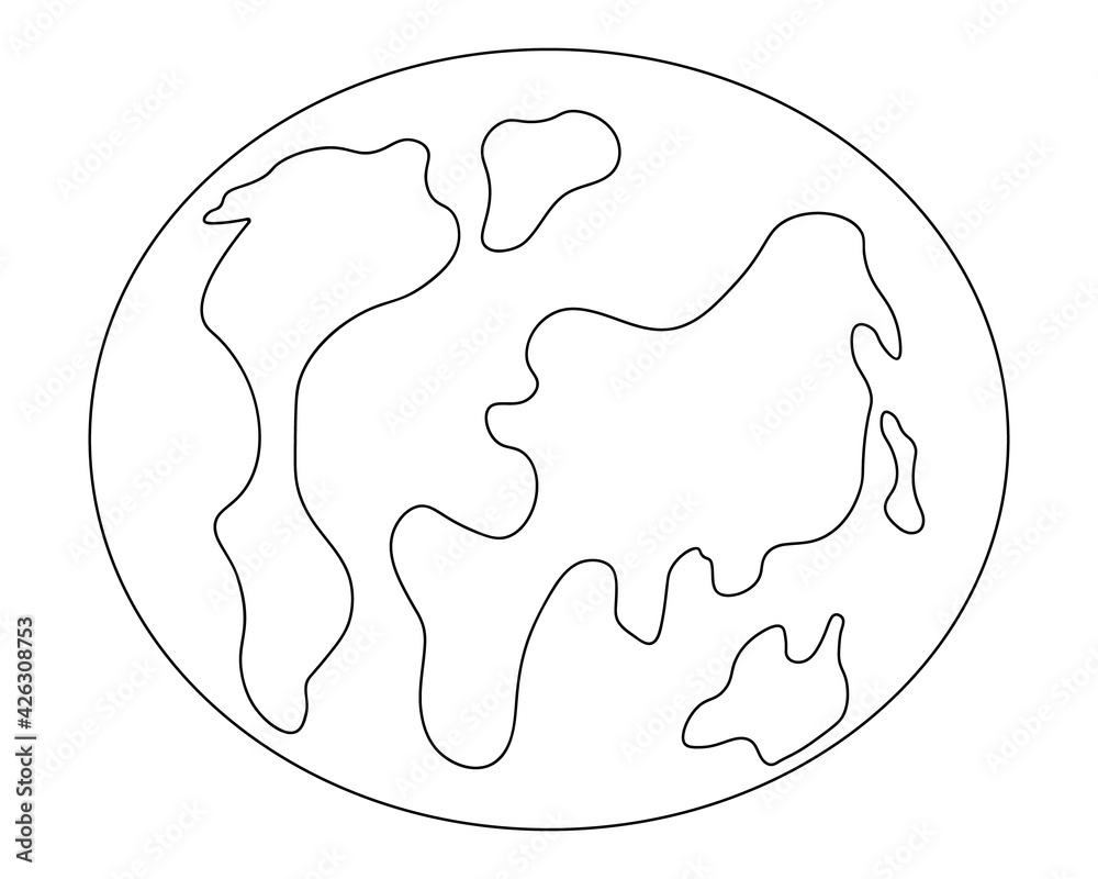 Planet Earth. Sketch. Vector illustration. The place where humanity lives. View from space to the globe. Coloring book for children. Earth model. World map. Outline on white isolated background. Planet Earth. Sketch. Vector illustration. The place where humanity lives. View from space to the globe. Coloring book for children. Earth model. World map. Outline on white isolated background.