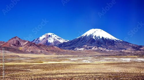 Volcanos in National Park Lauka, Chile