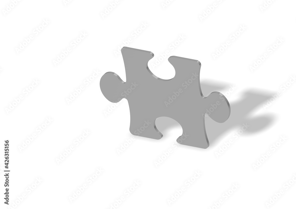 3d rendering. 3d image. puzzle element on a white background. puzzle metal 3d rendering. 3d image. puzzle element on a white background. puzzle metal