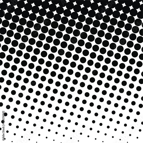 Black polka dot halftone background. Vector illustration.