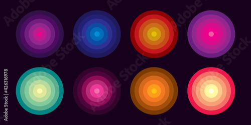 Original vector vintage set. Retro sunset collection.