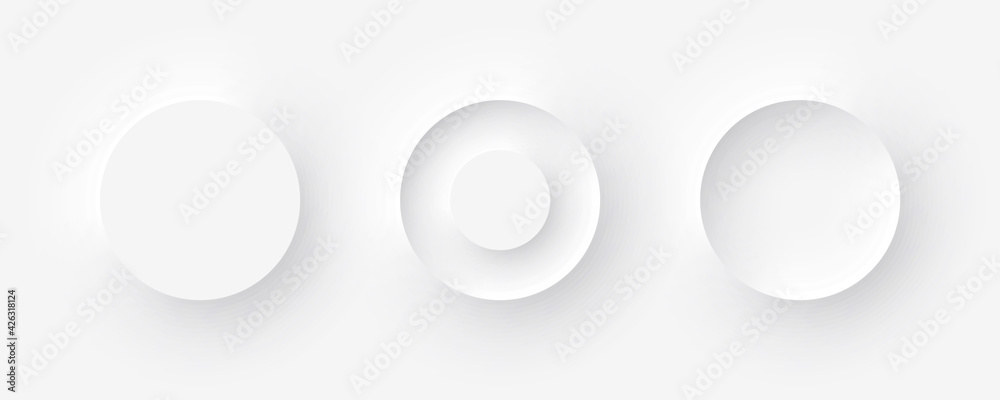 Template white buttons with outer and inner shadows in Neomorphism design. Vector illustration EPS 10