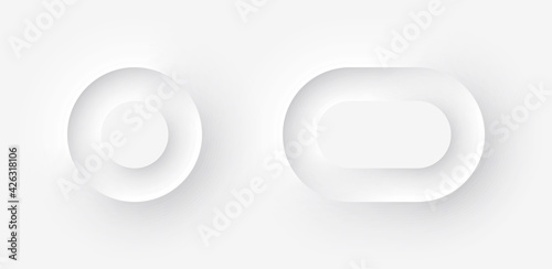 Template white buttons with outer and inner shadows in Neomorphism design. Vector illustration EPS 10