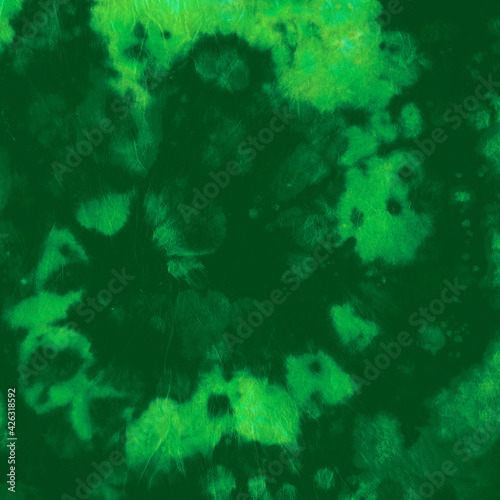 Circular Tie Dye. Batik Psychedelic Texture. Hippie Circle Kaleidoscope. Green Tie-Dye Paint. Spiral Color Swatch. Abstract Artistic Shirt. Rock Swirl Design. Art Painting. Tie Dye Circular.