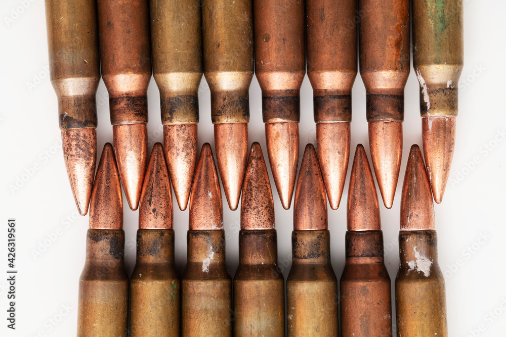 Close up of bullet casings close together Close up of bullet casings close together
