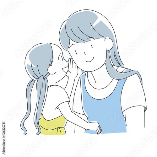 お母さんに内緒話をする女の子