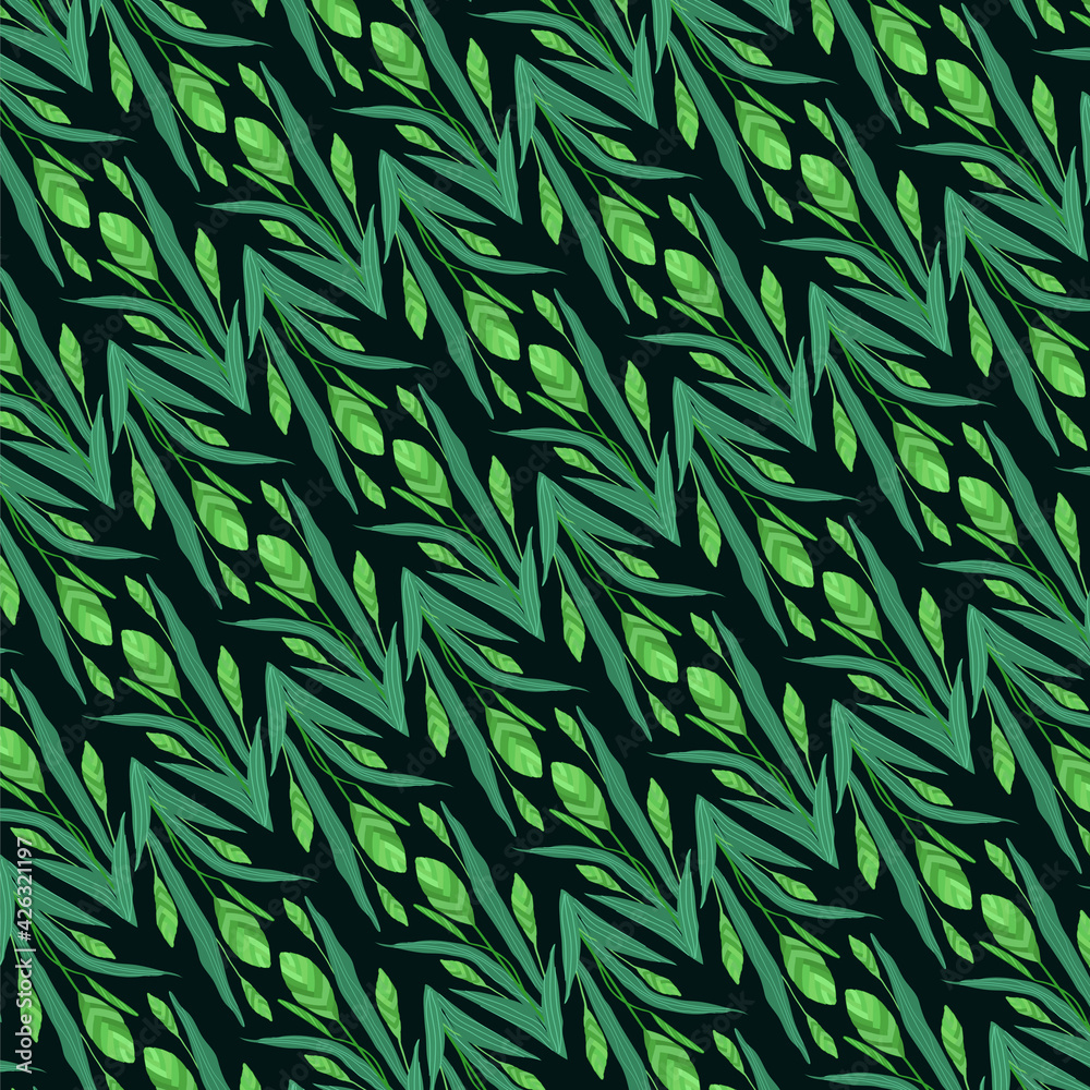 Fototapeta premium Seamless floral pattern in vintage style. River oats Botanical illustration. Vector.