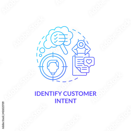 Identify customer intent blue gradient concept icon. Digital marketing. Online strategy for business. Smart content idea thin line illustration. Vector isolated outline RGB color drawing