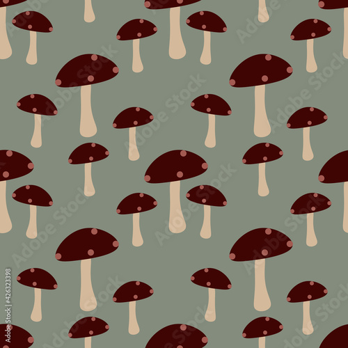  Mushrooms ilustration vector seamless pattern.Great for wrapping paper,textile,fabric,and any prints.Eps10.