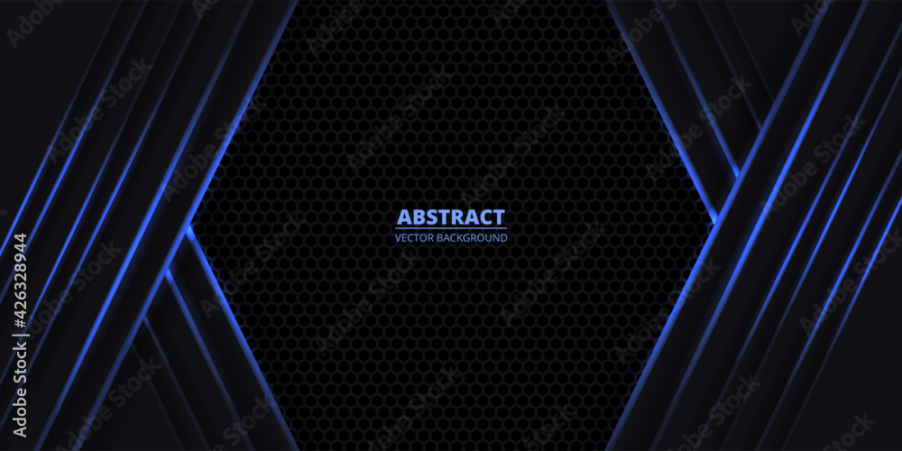 Dark abstract vector background with black hexagon carbon fiber ...
