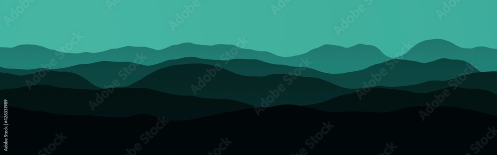 cute hills peaks at the time when everyone sleeps digital drawn texture illustration