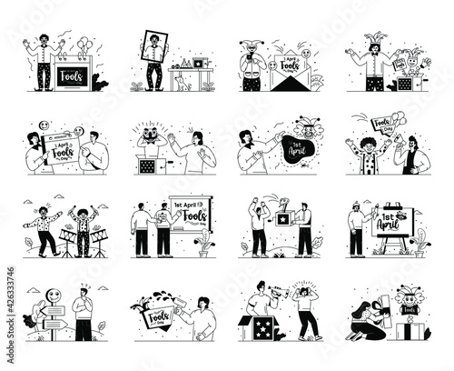 Pack of April Fool’s Day Glyph Illustration 
