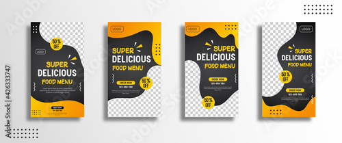 social media story banner template set, sales promotion, culinary promotion, ready to edit and use.