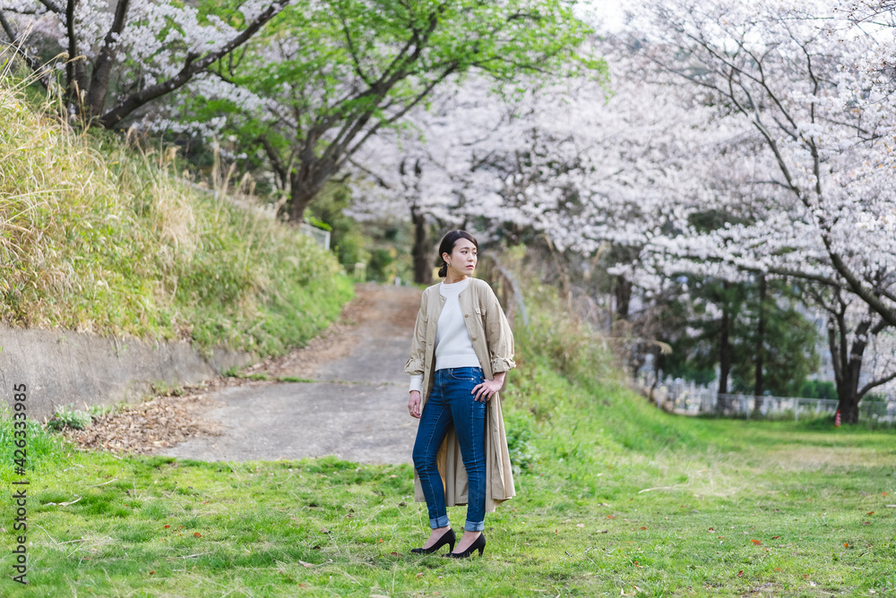 Fototapeta premium 桜と女性