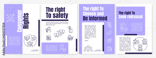 Consumer rights brochure template. Right to seek redressal. Flyer, booklet, leaflet print, cover design with linear icons. Vector layouts for presentation, annual reports, advertisement pages
