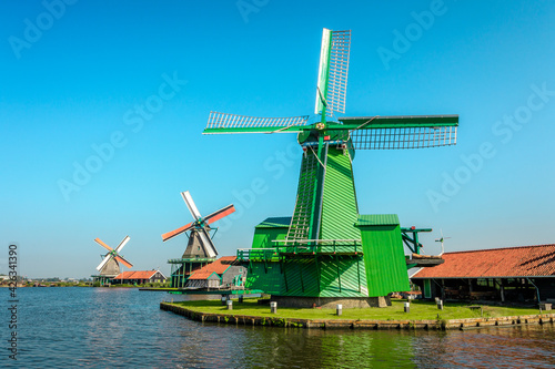 Dutch windmills in Zaandam, Netherlands