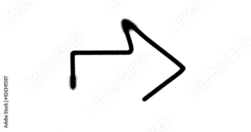 Arrow sign spray painted isolated. Graffiti concept art of direction symbol, choice and target. Airbrush paint. Urban abstract artwork. Alpha channel black and white.