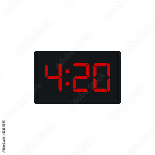 4:20 digital clock icon isolated on white background. Alarm symbol modern, simple, vector, icon for website design, mobile app, ui. Vector Illustration