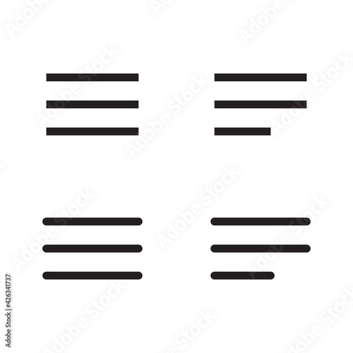 Hamburger menu bar line art vector icon for apps and websites