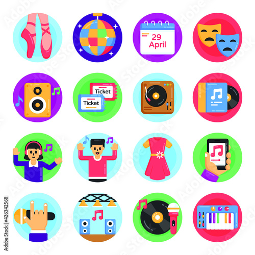 
Pack of Music Instruments Flat Rounded Icons 

