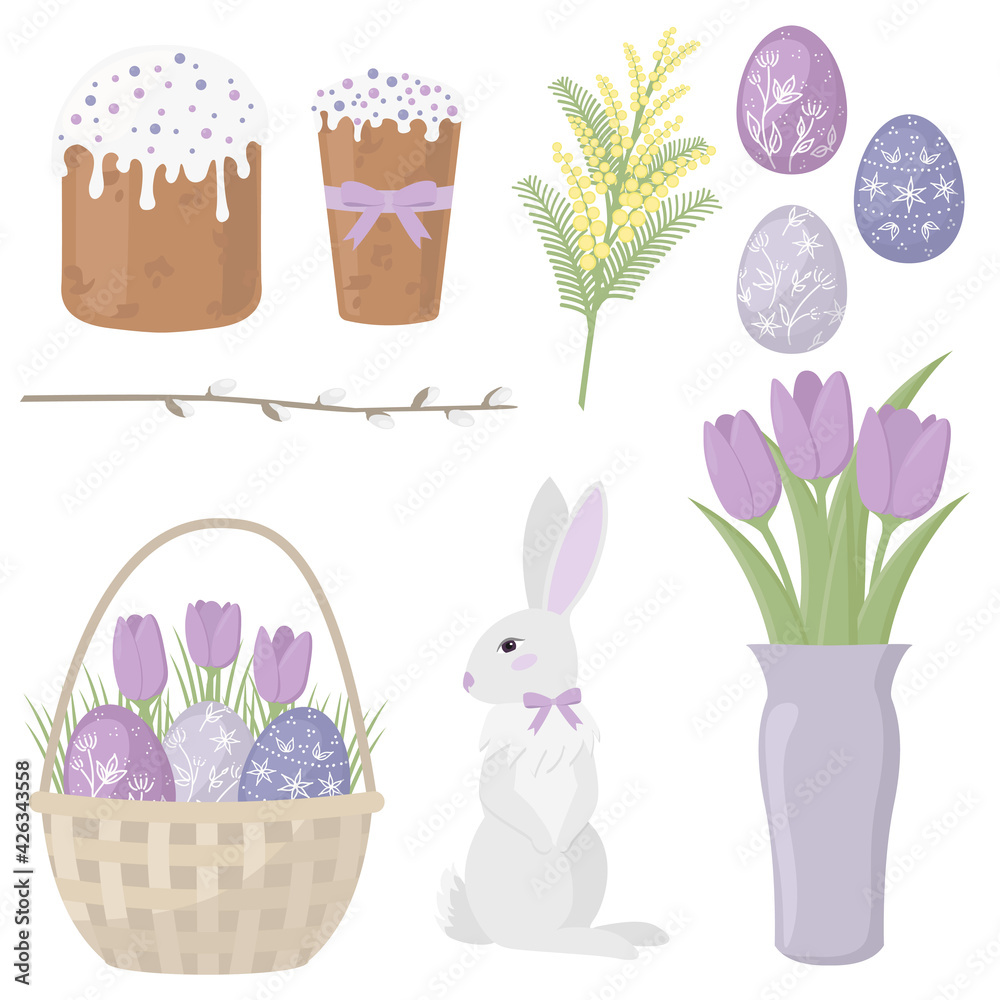 Set of vector Easter elements Set of vector Easter elements