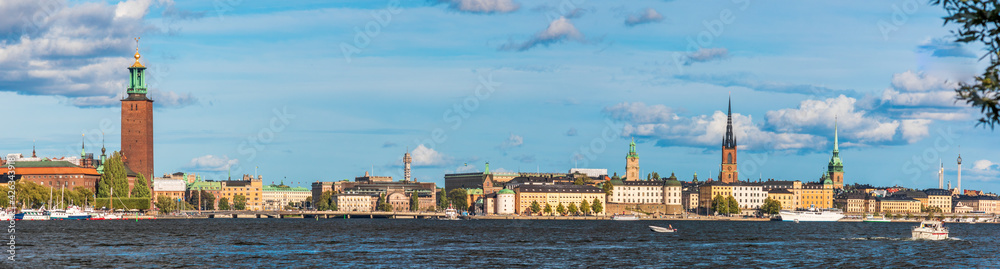 city skyline of Stockholm, Sweden on a sunny summer day