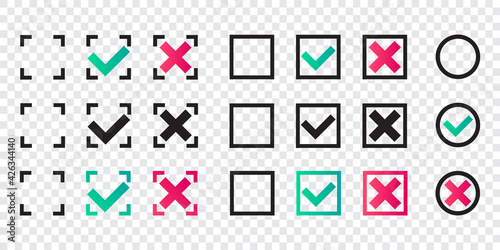 Check and cancel buttons collection. EPS 10 vector.