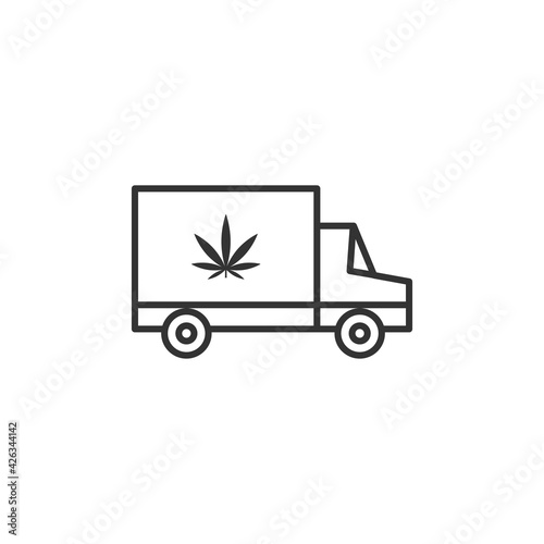 Cannabis delivery icon isolated on white background. Truck symbol modern, simple, vector, icon for website design, mobile app, ui. Vector Illustration