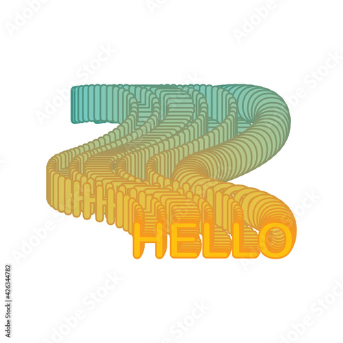 lettering text hello. isolated on white background. vector Illustration fluid style.