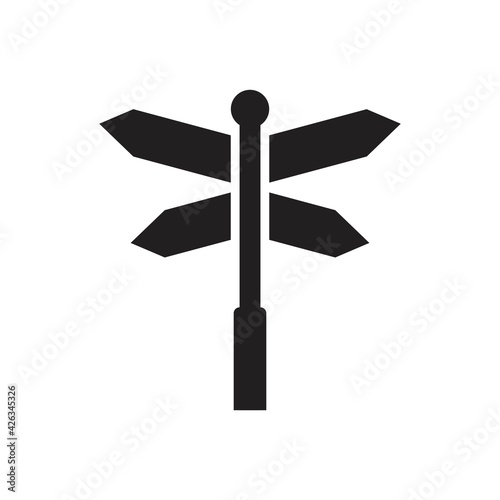 Road direction sign arrows isolated on white background. Signpost icon vector illustration. Vector illustration for web, design element, template, postcard.