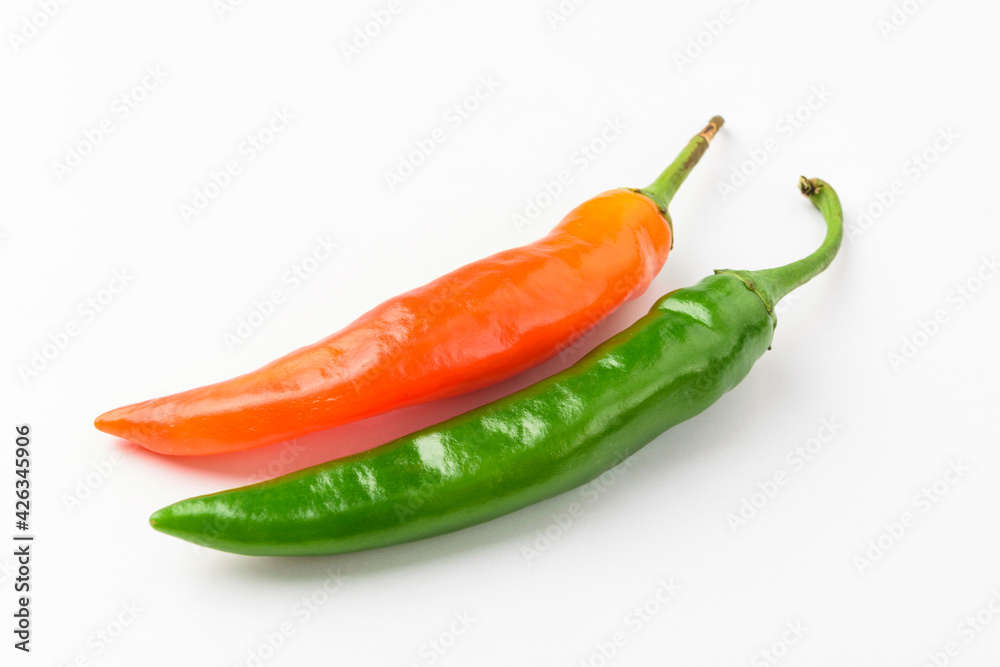 Green chilli on white background Green chilli on white background