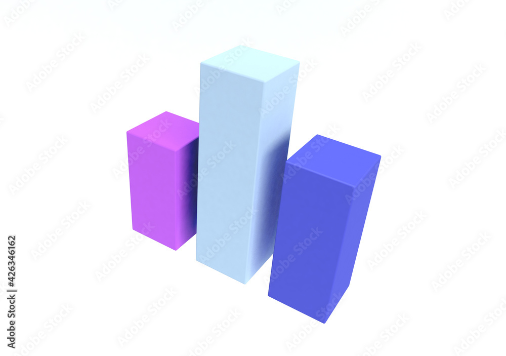 3d rendering, graph for business presentation. Three steps of chart. Financial report. Statistics. 3d rendering, graph for business presentation. Three steps of chart. Financial report. Statistics.