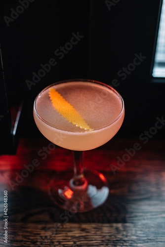 Hemingway Daiquiri cocktail decorated with lemon zest.