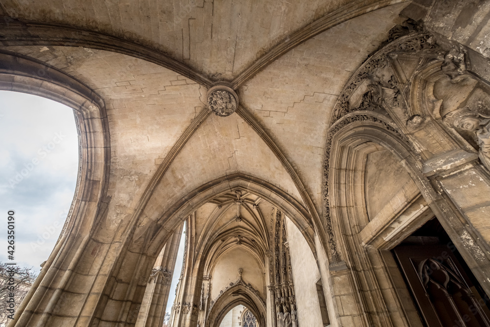 Cathedral arches in Paris, France 
