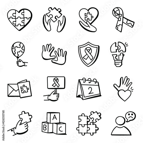 
Pack of Autism Doodle Icons 


