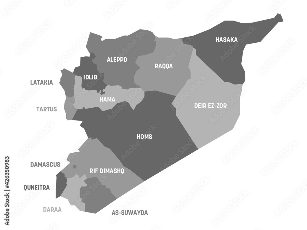 Syria political map of governorates
