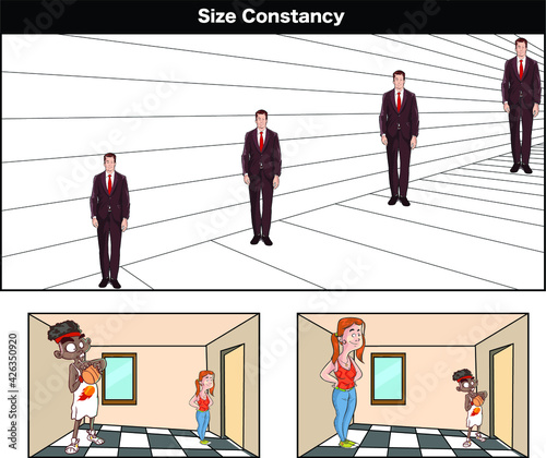 Role of size constancy in perception vector  illustration