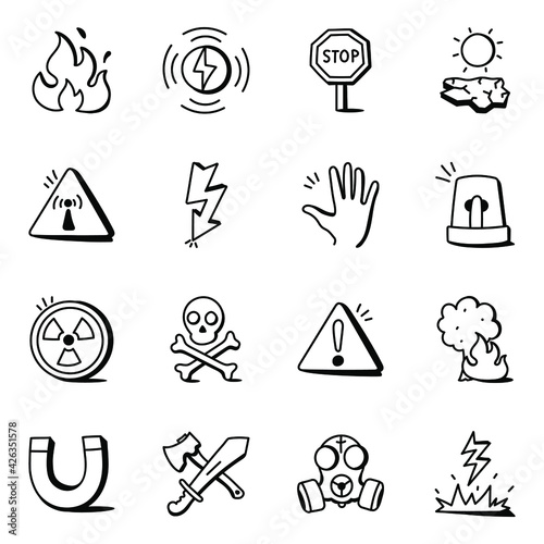 
Pack of Disaster Doodle Icons

